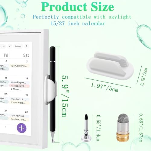 Image of Stylus and Mount for Nintendo Switch /Skylight Calendars 15 /27 Inch, Dual Tip with Mesh and Disc Tip | Magnetic Pen Cap | Flexiple Stylus Holder Mount to Calendar,Capacitive Stylus Pen-Black
