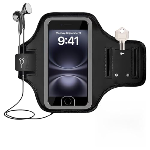 HavenEase Running Phone Holder Armband Waterproof Adjustable Reflective Strap Compatible with iPhone 16 15 14 Pro Max and Galaxy S24 Plus S23 for 6.0 to 6.8 Inch Phones Running and Fitness