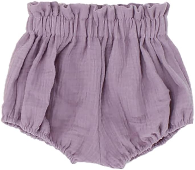RUKOSUBaby Girls Ruffle Cotton Gauze Bloomer Shorts Infant Toddler Solid Color Summer Loose Harem Shorts