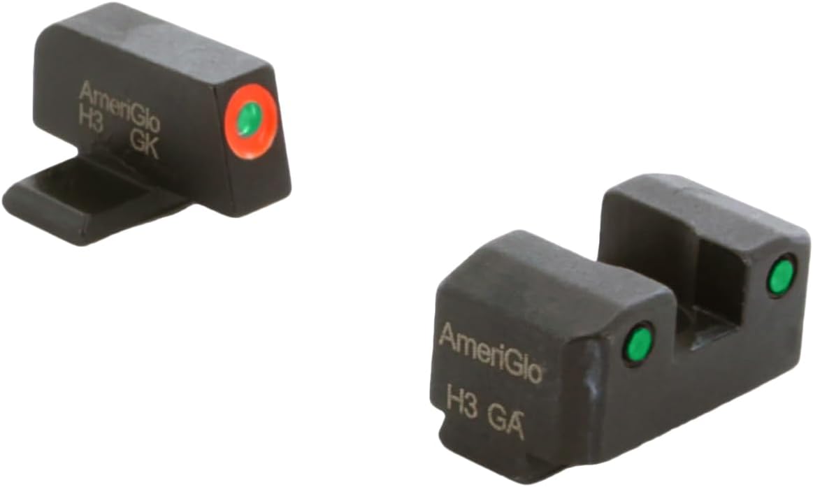 AMERIGLO Trooper Series - Three-Dot Green Tritium Design Springfield Set Front Outline Orange Fits Hellcat OSP