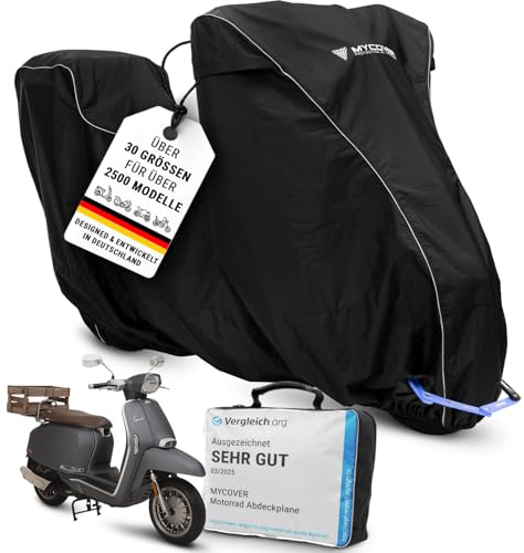 MYCOVER Roller Abdeckplane handgefertigt - Mofa Motorradabdeckung Winterfest wasserdicht reißfeste & robuste Motorradplane Outdoor - Größe M+TC