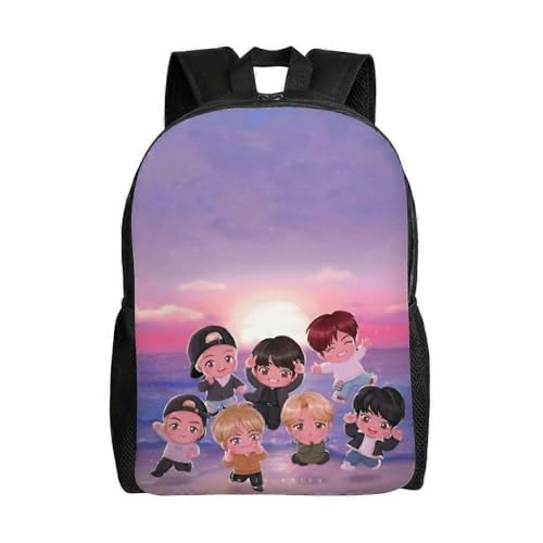 YINGD BTS - Mochila escolar de lona para adolescentes, Negro, Talla única