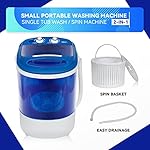ZENY Portable Mini Washing Machine 8 lbs Washing Capacity Semi-Automatic Compact Washer Spinner Small Cloth Washer Laundry Appliances for Apartment, RV, Camping, Single Translucent Tub Blue - Image 2