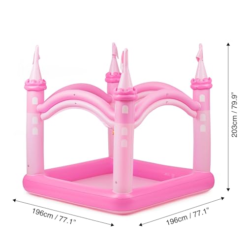 Teamson Kids Giant Inflatable Pink Castle Wading Pool & Sprinkler for Kids (Beach Balls Included) - Thumbnail 3