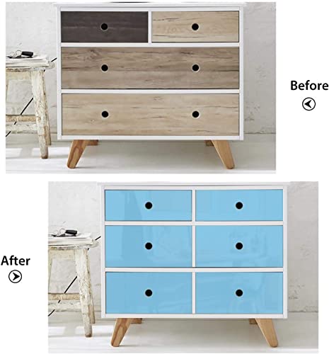 Image of HOME13 Self Adhesive Sky Blue Glossy Wallpaper Removable and Decorative Vinyl Wallpaper for Kitchen Countertop Cabinets Table 2 Ft by 12 Ft 2pcs