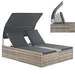 Juskys Syros Polyrattan Doppelliege mit Dach