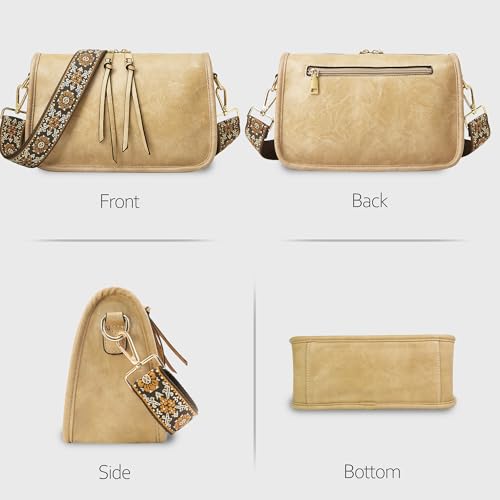 Image of Crossbody Bag for Women, Bohemian Vintage Purse with Wide Strap | Stylish Vegan Leather Design, Adjustable Shoulder Strap, Versatile for Daily Travel and Weekend, Ideal Gift Choice