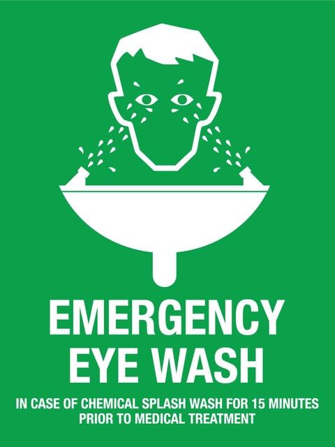 Emergency Eye Wash In Case Of Chemical Splash Sign, 12 X 8 Inches Rust Free Aluminum Metal Sign, Weather Resistant Durable In Easy To Mount