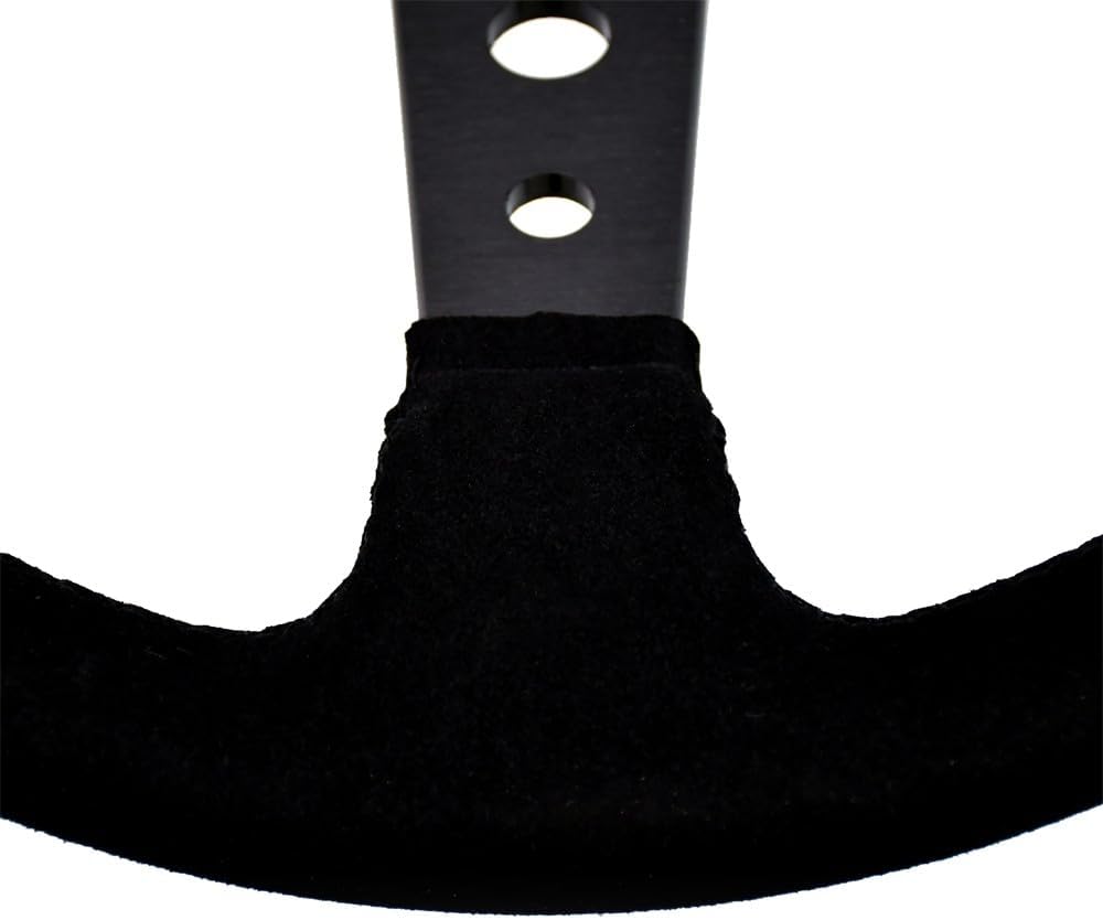 Reinforced Steering Wheel 13.78 Inch/350MM Sport Steering Wheel (3.5" Deep) - Black Suede, Blue Center Mark with Blue Stitching