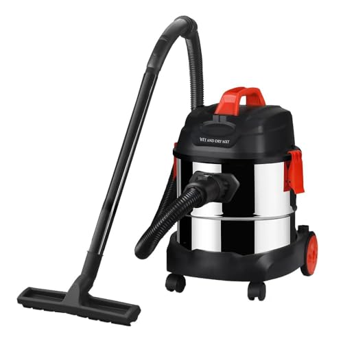 Image of Eureka Wet and Dry NXT Compact Vacuum Cleaner Wet & Dry Vacuum Cleaner 12 litres Tank Capacity | Stainless Steel Body | Accessories | Lightweight | 1 Year Warranty (Black, Red)