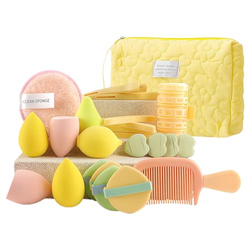 Conjunto de ferramentas de maquiagem feminina | Kit de ferramentas aplicador de esponja de pó | Conjunto de acessórios cosméticos estojo de viagem com design elegante para mulheres esposas