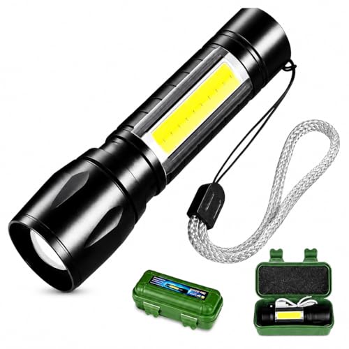 Image of Bharat Prime Hub USB Rechargeable LED Torch with COB Side Light, 3 Lighting Modes, Portable Waterproof Flashlight for Emergency, Camping & Home Use
