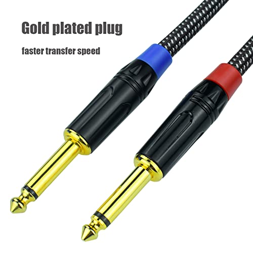 Ihurllu Unbalanced 1/4" TS Mono to XLR Male Microphone Cable, 10Feet 6.35mm Quarter inch to XLR Audio Patch Cord, Nylon Braided Heavy Duty, Copper Shielded Noise Free, for Speaker Mixer - 2Pack