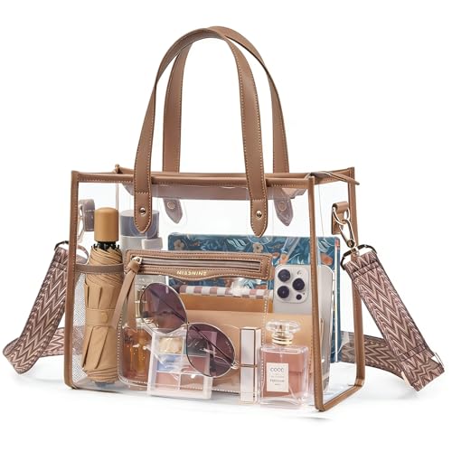 Image of Missnine Clear Bag for Stadium Events, 12x6x12 Approved Clear Tote Bag for Women