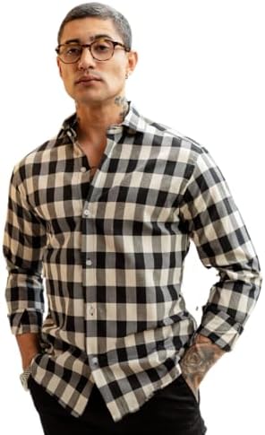 Camisa Masculina Xadrez Manga Longa Gola Italiana Ajuste Regular ...