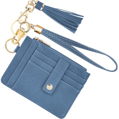 Image of KNGITRYI Small Wristlet Wallets for Women RFID Credit Card Holder Wallet Keychain Wristlet Wallet Credit Card Wallets for Women (sky blue)