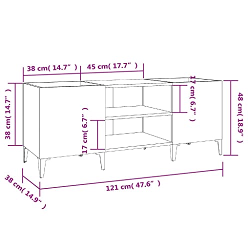 Mueble de madera noble y metal blanco de 121 cm con paneles de diseño lineal 3