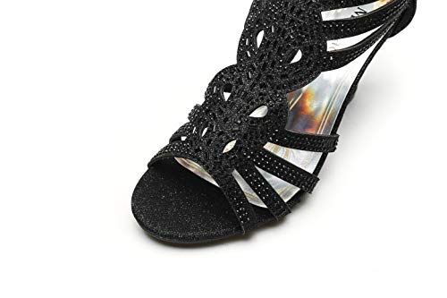 Mila Lady Women's Lexie Crystal Dress Sandals, Kimi25 Black 7