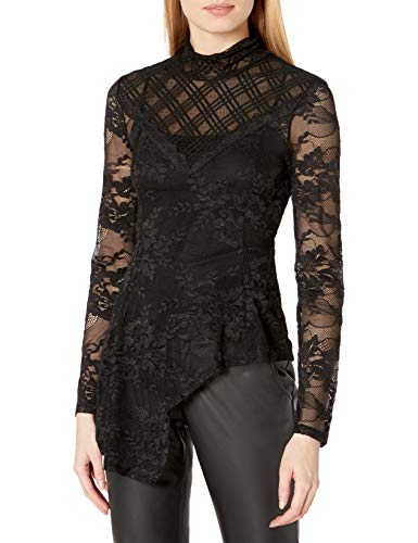 BCBGMAXAZRIA top de encaje transparente para mujer -  Negro -  Medium