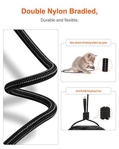 Extra Long Iphone Charger Cable 16Ft/5M, Apple Mfi Certified Lightning Cable 15Ft, Fast Charging Nylon Braided Iphone Charging Cord For Apple Iphone 13 Pro Max/13/12 Mini/11/X/Xs/Xr/8 Plus/7/6/5/Ipad #TOP6