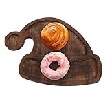 LckCryspho クリスマスツリートレイ 木製サービングプレート – 天然木目調デザインでチーズやケーキをスタイリング、多機能フードトレイとして各種イベントに (帽子)