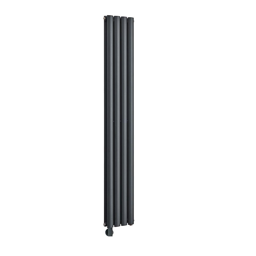 Milano Aruba 1000W Anthracite Vertical Double Oval Panel Electric Radiator - 1780mm x 236mm