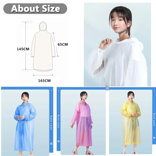 اوين بونشو مطر للاستعمال مرة واحدة للبالغين من 7 قطع، معاطف مطر محمولة، معاطف مطر للطوارئ مع غطاء للرأس واكمام برباط، بونشو مقاوم للماء من البولي ايثيلين للتخييم والمشي لمسافات طويلة والسفر والانشطة الخارجية (ابيض)