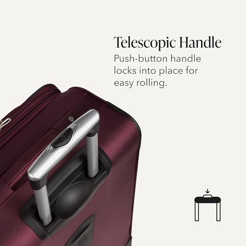 Image of SWISSGEAR Sion Softside Expandable Spinner Luggage Durable Lightweight Travel Suitcase, Merlot, Checked-Medium