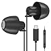 USB Type C Headphone Compatible for Galaxy Note 10/10+,New i-Pad Pro 2018 NIKOEO USB-C Earphones with Microphone Volume Control Compatible with Google Pixel 3/2/XL, XZ2, OnePlus 6T,MacBook (Black)