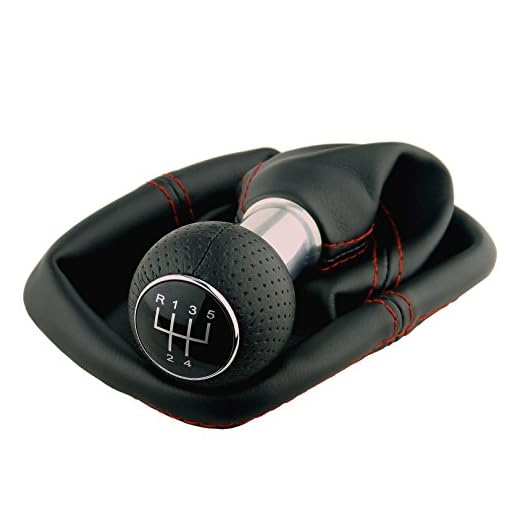 Schaltsack & Schaltknauf für VW Golf 2 3 4 Polo 6N für Passat 35i - 5 Gang - Schwarz - Rot - Chrom - Schaltmanschette Schalthebel Manschette für Schaltung - Knauf Hebel Schaltgetriebe 12mm - A0254-8