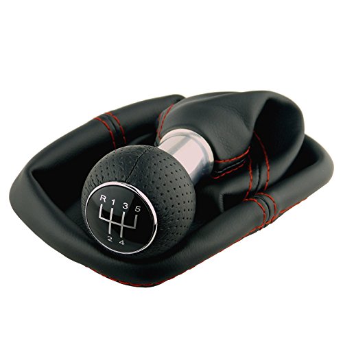 L & P Car Design L&P A0254-8 Schaltsack Schaltmanschette Schwarz Naht Rot Schaltknauf perforiert 5 Gang 12mm kompatibel mit VW Golf 2 II 3 III Polo 6N Passat 35i UVM. GTI Look Plug Play Ersatzteil