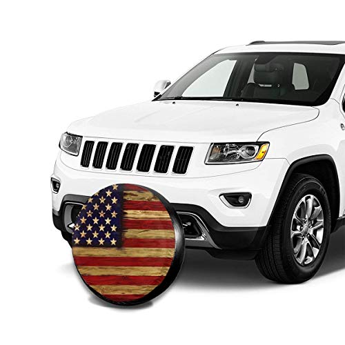 Tire Cover American Flag Reclaimed Wood Potable Polyester Universal Spare Wheel Tire Cover Wheel Covers For Trailer Rv Suv Truck Camper Travel Trailer Accessories 15 Inch #TOP3