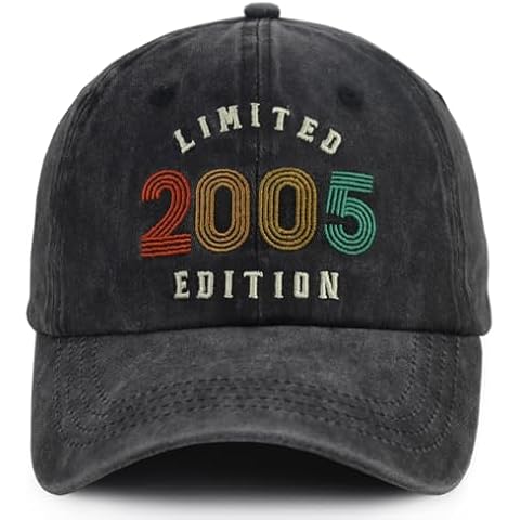 KKMKSHHG 20th Birthday Decorations for Women Men, 20th Birthday Party Hat, 20 Year Old Birthday Gifts for Her Him Friend, Limited 2005 Edition Baseball Cap Black Cover