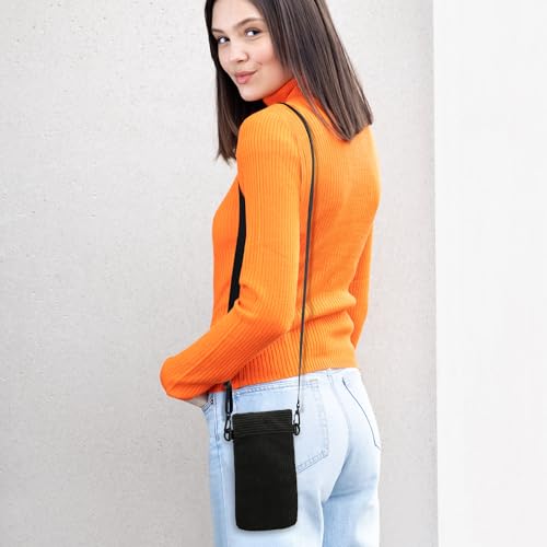 kwmobile Universal Smartphone Sleeve with Necklace - Magnetic Closure - Soft Inner Microfibre Mobile Phone Pouch - Cell Phone Strap for Neck - Black - image 2