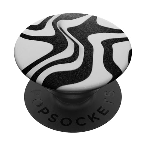 Black And White Wave PopSockets PopGrip Adhésif