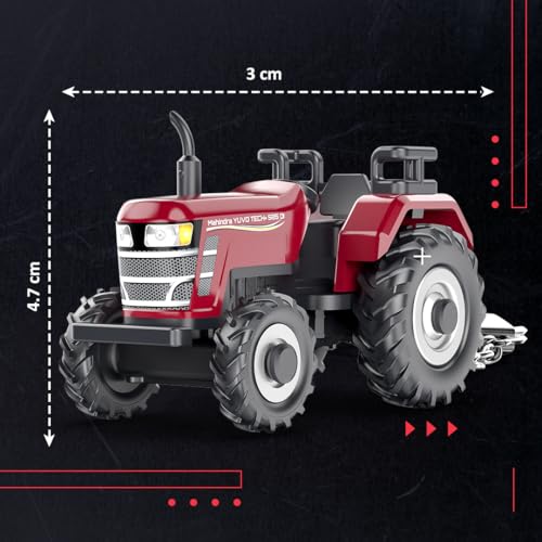 Image of Mahindra Yuvo Tech+ 5850DI Tractor Keychain Toy | Premium Metal Keyring | Realistic Detailed Design | Durable Rubber Tyres | Original Licensed Collectible Mini Model