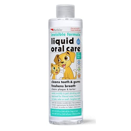 Petkin Pet Liquid Oral Care Invisible Formula Oral Care for Dogs, Easy-to-Use, Removes Plaque and Tartar Also Freshen Up Breath, Keep Your Pet Mouth Clean and Fresh, Tastes Great 240 ml