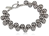 1928 Jewelry Silver-Tone Grey Simulated Pearl Gray Toggle Bracelet, 8'