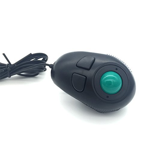 YUMQUA Y-01 Portable Mini Finger Hand Held 4D USB Wired Trackball Mouse for Laptop Mac Window Computer Fits Left and Right Handed Users -Black - Thumbnail 4