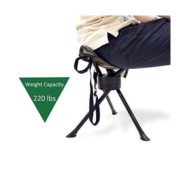 GEERTOP Klappbarer Drehstuhl, 360 Grad drehbar, robuster Campinghocker, Camping, Angeln, Wandern, Jagd, Outdoor – Bild 6