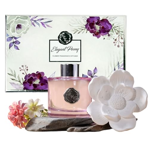 Pretty Valley Home Ceramic Flower Fragrance Diffuser 100ml Elegant Peony