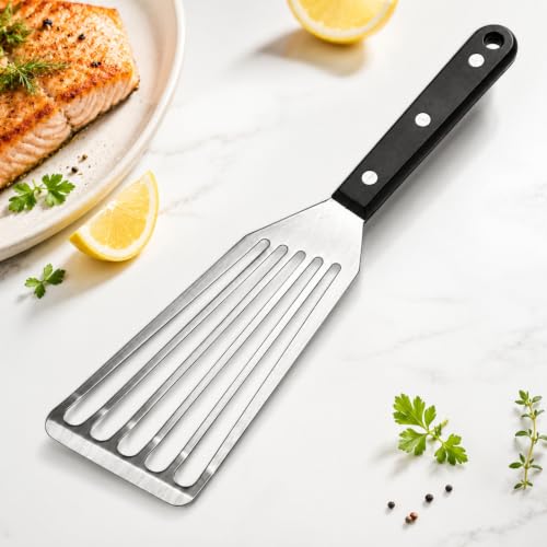 Fish Spatula, 12" Stainless Steel Slotted Turner for Cast Iron & Griddle