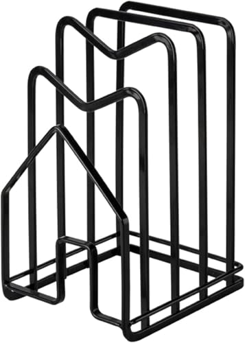 XHQI Chopping Board Rack Stand Cutting Board Organiser Stand Kitchen Countertop Pot Lid Rack for Kitchen Storage (Black)