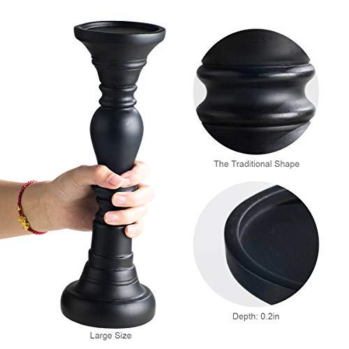 Resin Pillar Candle Holders Set Of 3-7.9", 8", 11.8" High, Home Coffee Table Decor Decorations Centerpiece For Dining, Living Room, Gifts For Wedding (Black) #TOP1