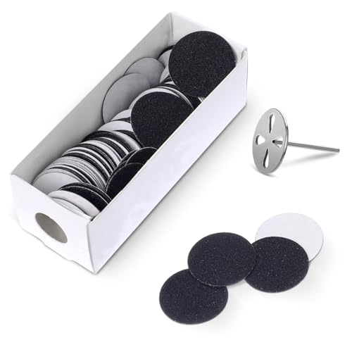 Andibro 100 Stück Schleifscheibe Pediküre, 150Grit 25mm Ersatz Schleifpapierscheiben und Metall Bit für Nagelpolieren Abgestorbener Haut Hornhautentfernung Elektrische Fußfeilen Werkzeuge