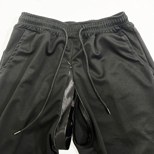 Men Invisible Zipper Open Crotch Pants Sports Jogger Casual Black Plus Size Loose Trousers2