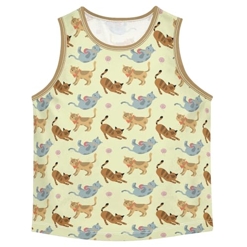 Baby Boys Sleeveless Tank Top Woolly Ball Cat Toddler Athletic Vest 3-10T - Main Image