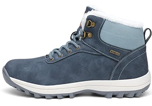 [Mishansha] ハイカット 裏起毛 防寒 防水 防滑 スノーブーツ 男女兼用 釣り 登山 キャンプ 冬 靴 スノーシューズ 27.0 cm,ネイビー40 3枚目