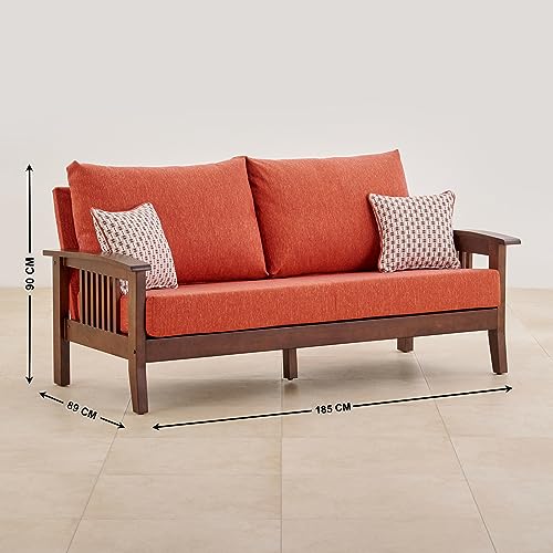 Image of Home Centre 2 Seater Abby Fabric Sofa| Fabric Sofa| (Rust Orange) |Two Year Warranty