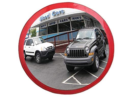 Ryme Fengshui Convex Pakwa Framed Glass Mirror 6 Inches – Round Safety Wall Mount, Front for Car, Silver Finish, Home and Vehicle Décor (12 Inch Mirror)